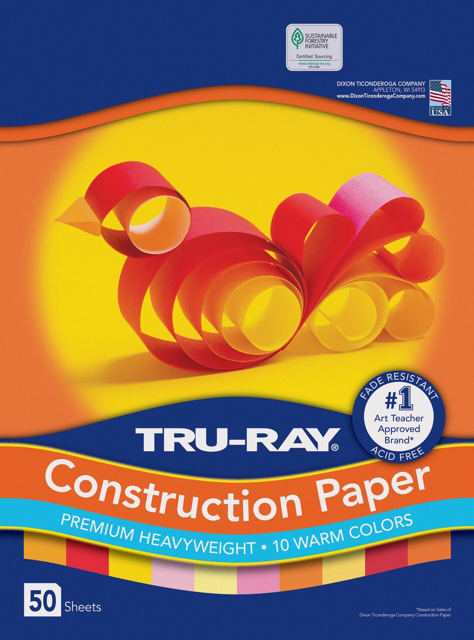 Tru-Ray Heavyweight Construction Paper Warm Assorted Colors-9"X12", 50 Sheets
